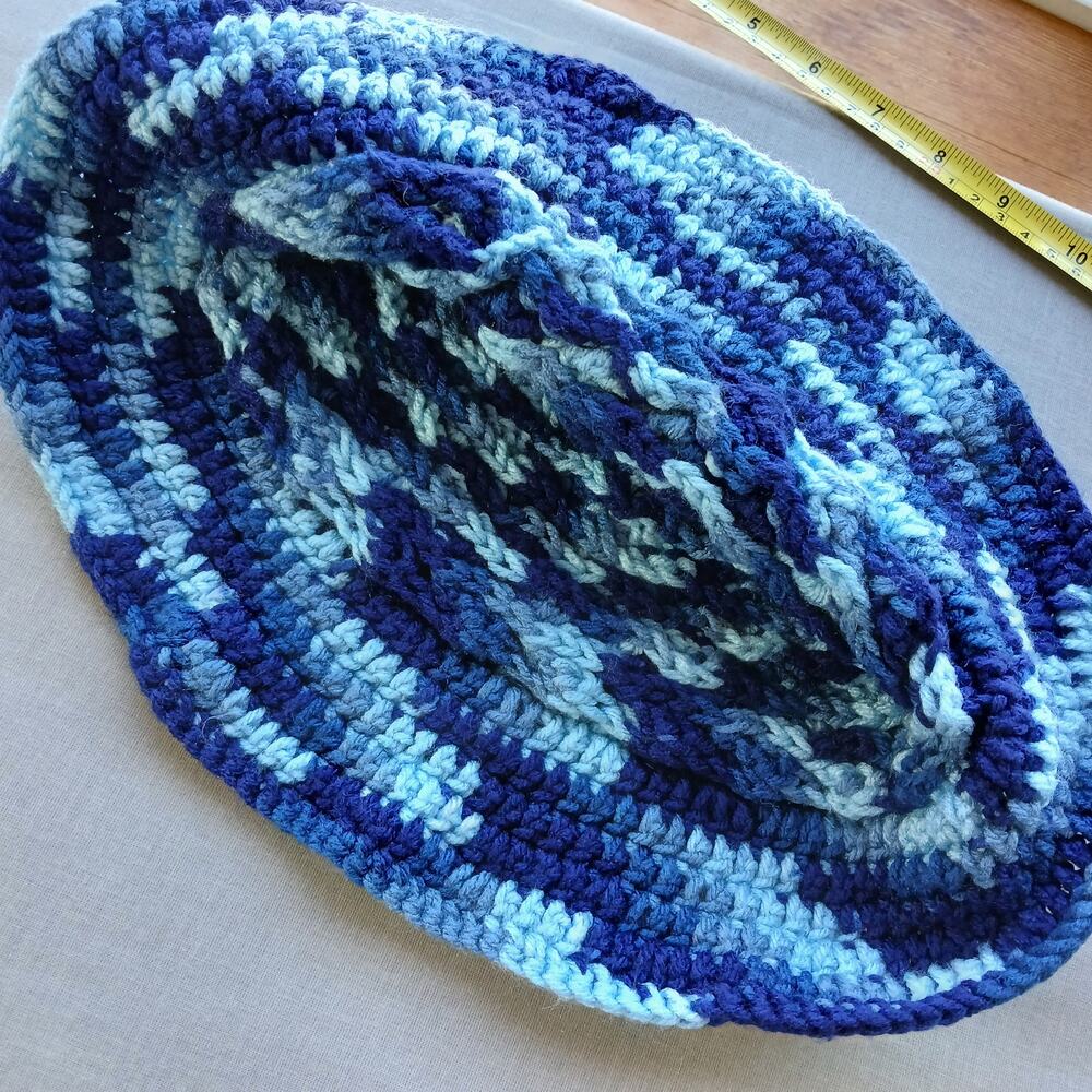 Basket Weave Bucket Hat small crochet shades of blue handmade y2k machine wash - Picture 8 of 10